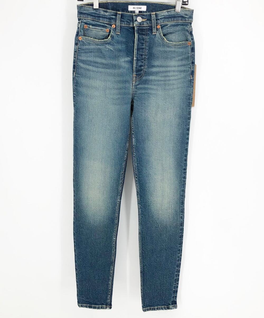 RE/DONE Women's High Rise Skinny Jeans US 2 26X30 Blue Herbal Tint Stretch NWT